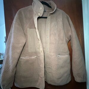 Casual Taupe Sherpa Jacket - Unbranded